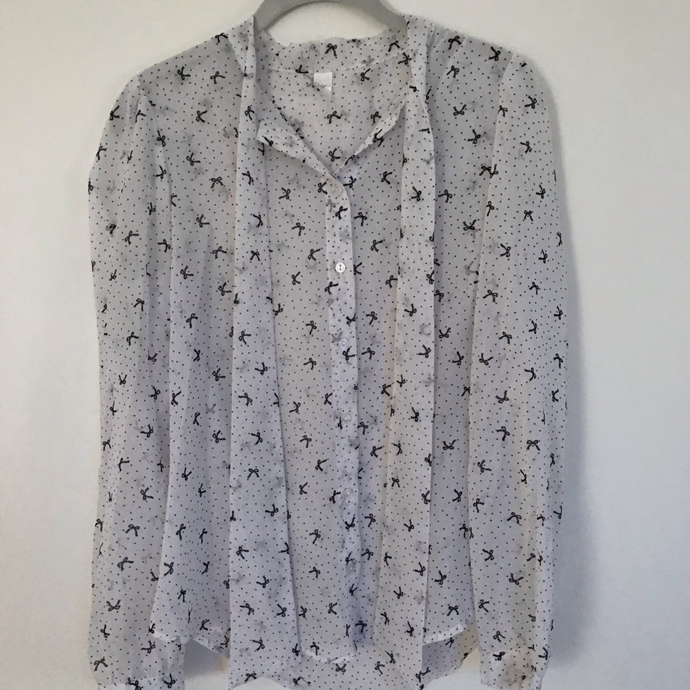 American Apparel Bow & Polka Dot Chiffon Blouse